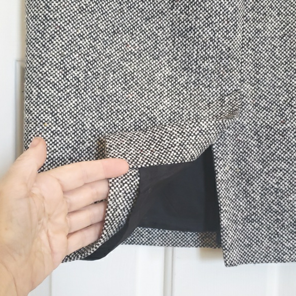 Vintage Alberto Makali Wool Tweed Pencil Skirt Black White Basketweave | SIZE 10 - Picture 7 of 9